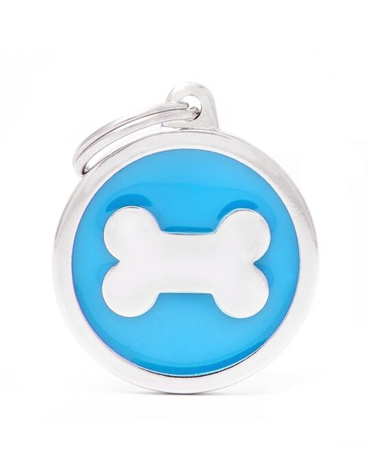 Medaglietta Classic Cerchio Grande Azzurro Osso personalizzata