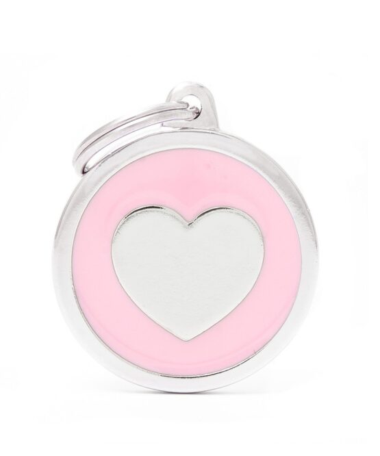 Medaglietta Classic Cerchio Grande Rosa Cuore personalizzata