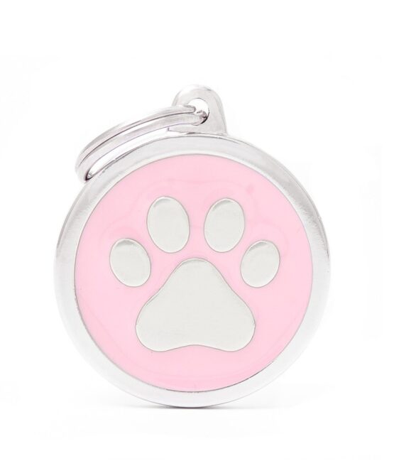 Medaglietta Classic Cerchio Grande Rosa Zampa personalizzata