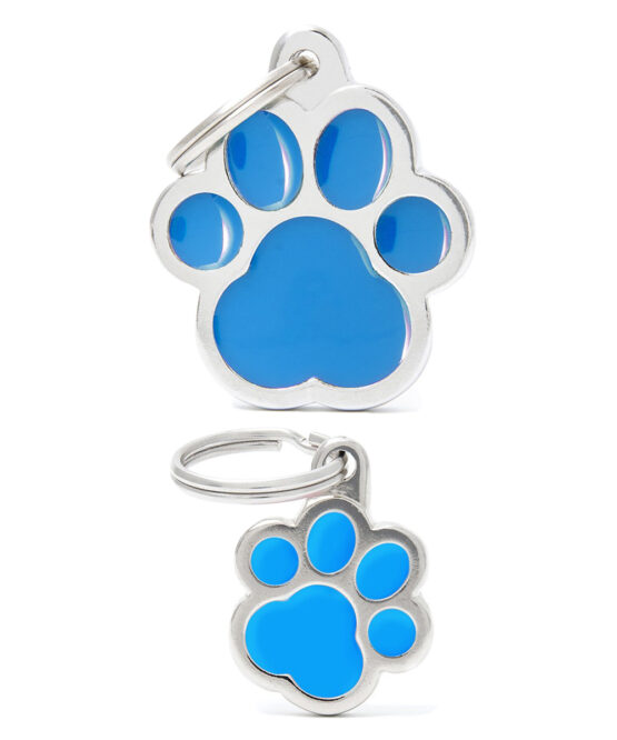 Medaglietta Classic Zampa Grande Azzurra personalizzata