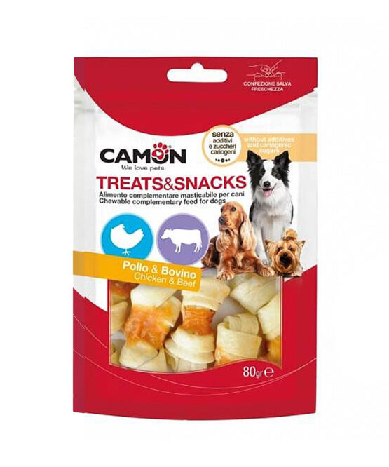 Camon Ossi annodati di pelle bovina con pollo - Snack per Cani